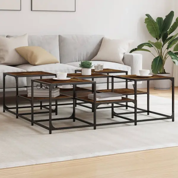 Gossi masuta de cafea, stejar fumuriu, 121x121x40 cm, lemn prelucrat