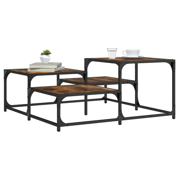 Gossi masuta de cafea, stejar fumuriu, 87,5x87,5x40 cm lemn prelucrat