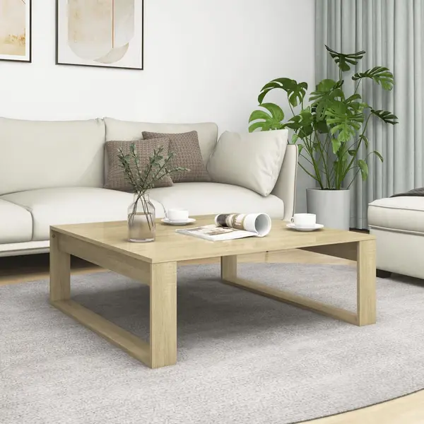 Gossi masuta de cafea, stejar sonoma, 100x100x35 cm, lemn prelucrat