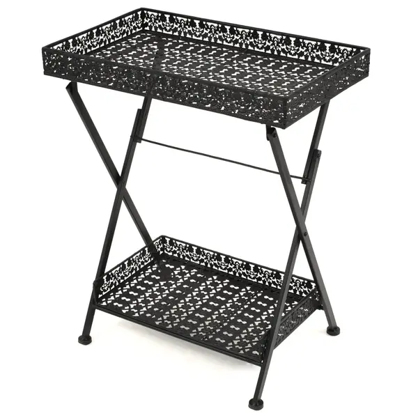 Gossi masuta de ceai pliabila stil vintage negru 58x35x72 cm metal