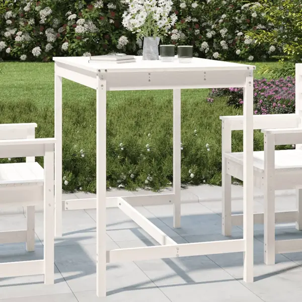 Gossi masuta de gradina, alb, 121x82,5x110 cm, lemn masiv de pin