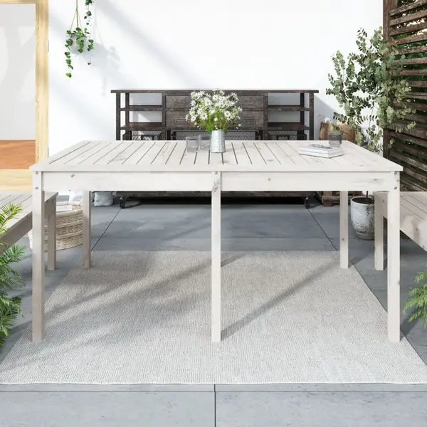 Gossi masuta de gradina, alb, 159,5x82,5x76 cm, lemn masiv de pin