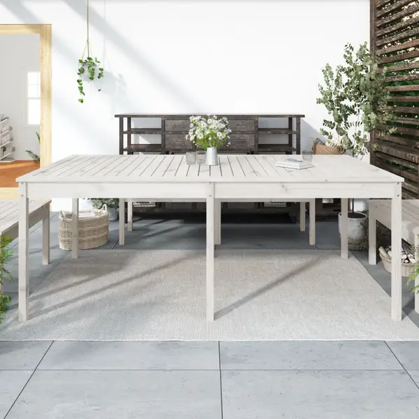 Gossi masuta de gradina, alb, 203,5x100x76 cm, lemn masiv de pin
