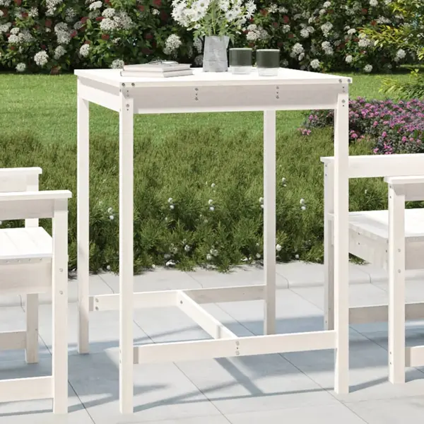 Gossi masuta de gradina, alb, 82,5x82,5x110 cm, lemn masiv de pin