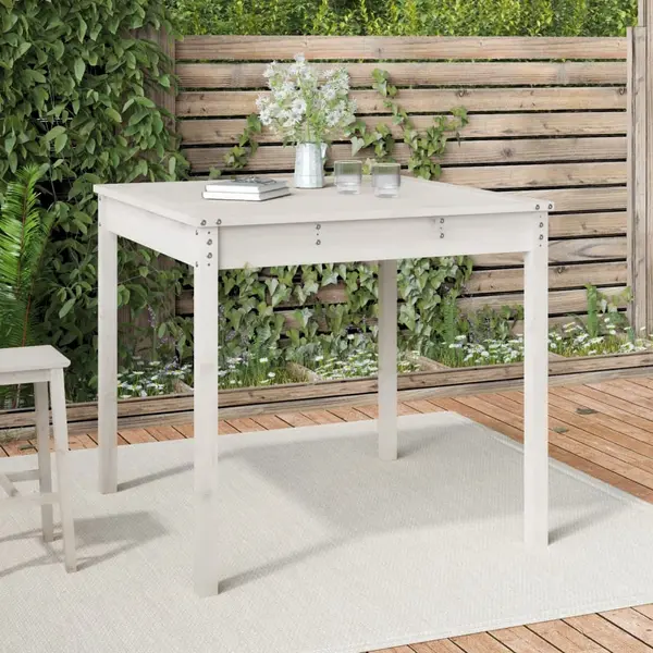 Gossi masuta de gradina, alb, 82,5x82,5x76 cm, lemn masiv de pin