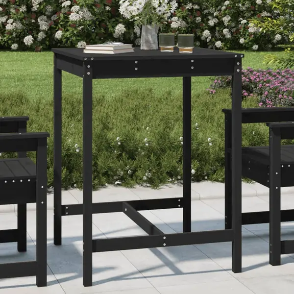 Gossi masuta de gradina, negru, 82,5x82,5x110 cm, lemn masiv de pin