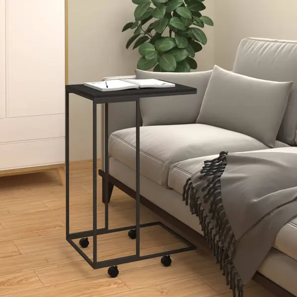 Gossi masuta laterala cu roti, negru, 40x30x63,5 cm, lemn prelucrat