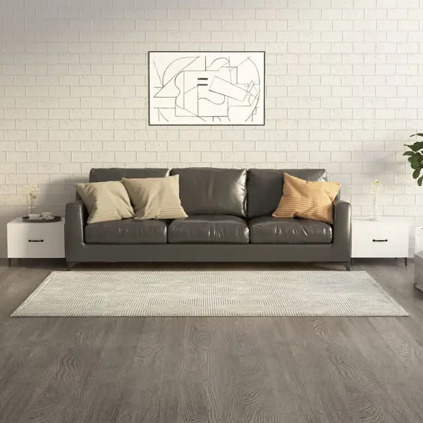 Gossi masute cafea picioare metalice 2 buc alb extralucios 50x50x40cm
