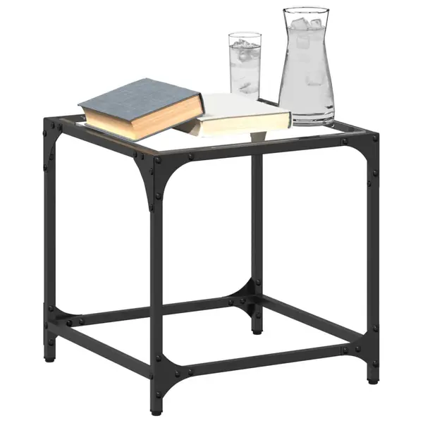 Gossi mese cafea blat din sticla transparenta 2 buc. 40x40x40 cm otel