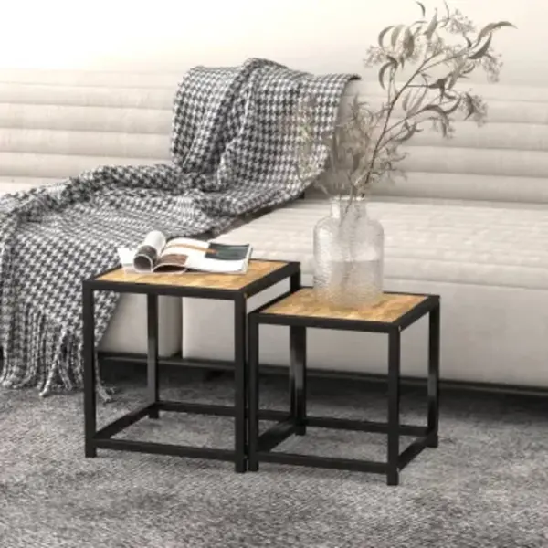 Gossi mese de ceai, 2 buc., negru si galben, mdf