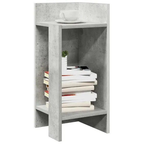 Gossi mese laterale 2 buc cu raft beton gri 25,5x27x60 cm