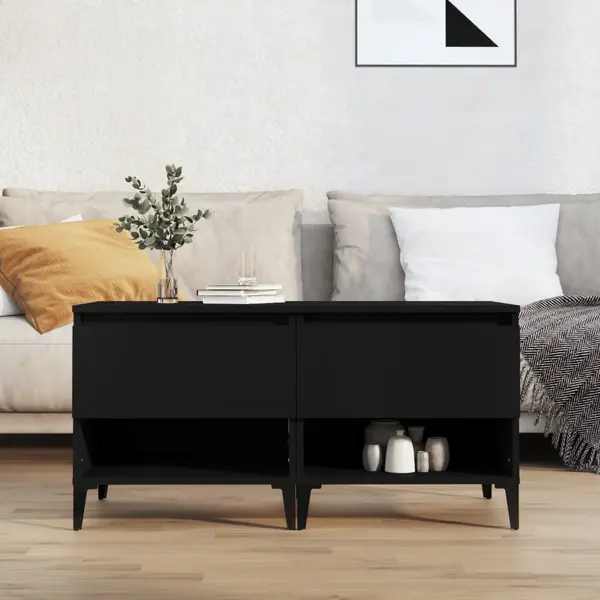 Gossi mese laterale, 2 buc., negru, 50x46x50 cm, lemn compozit