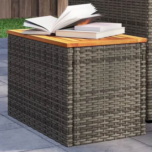 Gossi mese laterale de gradina 2 buc. gri 55x34x37cm lemn/poliratan