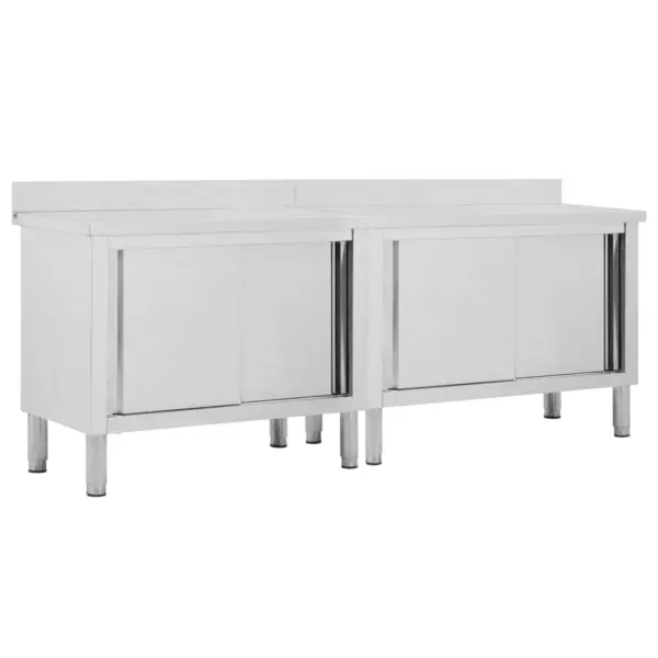 Gossi mese lucru usi glisante 2 buc 240x50x(95-97) cm otel inoxidabil