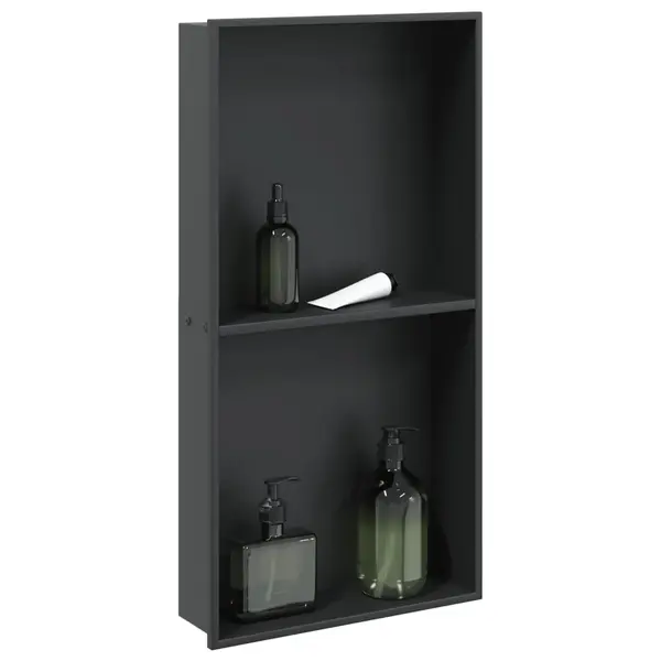 Gossi nisa de dus, negru mat, 32x62x9 cm, otel inoxidabil