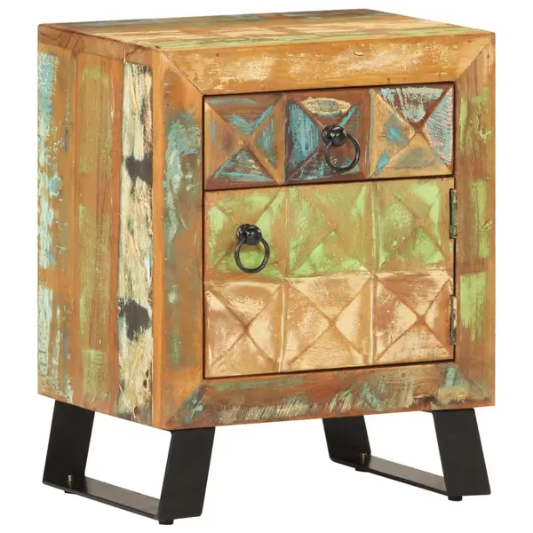 Gossi noptiera, 40 x 30 x 50 cm, lemn masiv reciclat