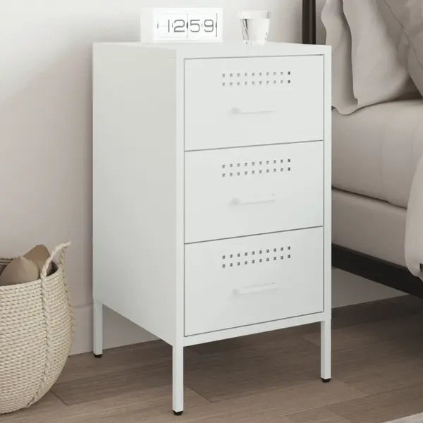 Gossi noptiera, alb, 36x39x68 cm, otel laminat la rece