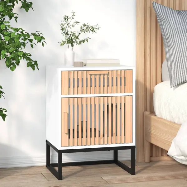 Gossi noptiera, alb, 40x35x55,5 cm, lemn prelucrat