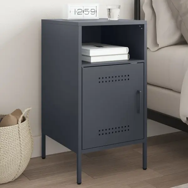 Gossi noptiera, antracit, 36x39x68 cm, otel laminat la rece