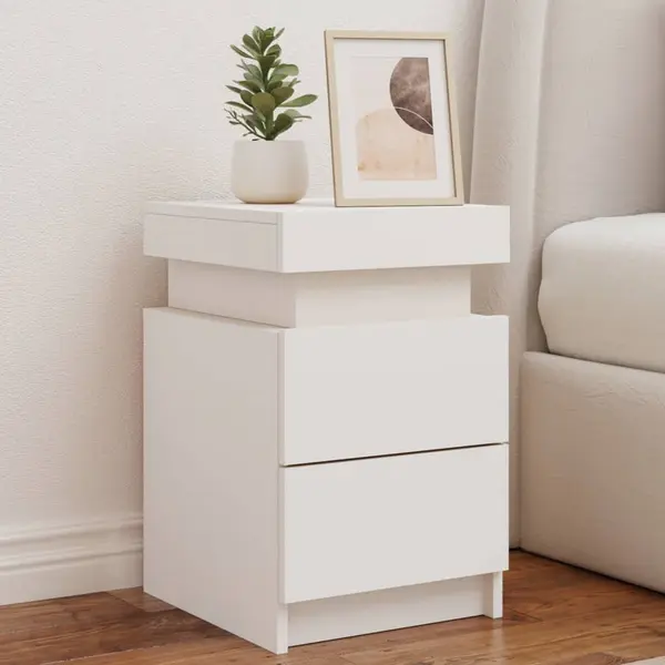 Gossi noptiera cu lumini led, alb, 35x39x55 cm