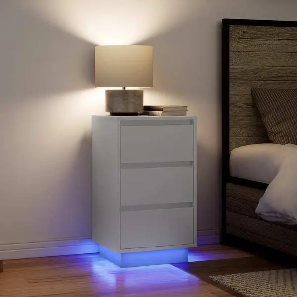 Gossi noptiera cu lumini led alb 38x34x65 cm