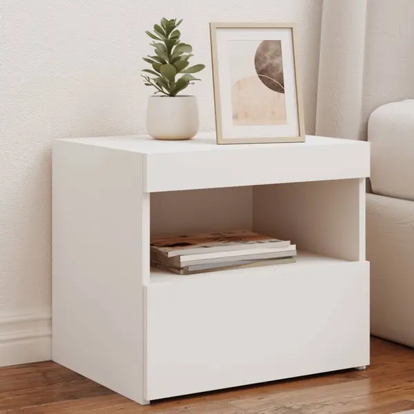 Gossi noptiera cu lumini led, alb, 50x40x45 cm