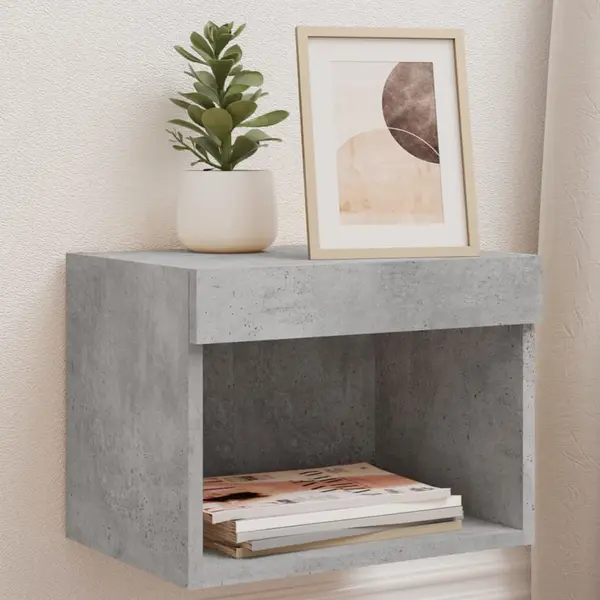 Gossi noptiera cu lumini led montata pe perete, gri beton