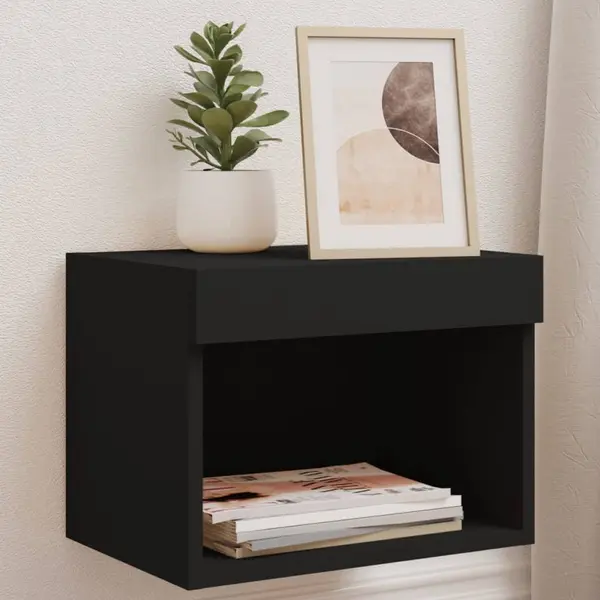 Gossi noptiera cu lumini led montata pe perete, negru