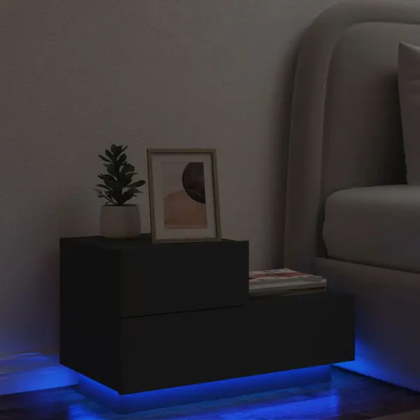 Gossi noptiera cu lumini led, negru, 70x36x40,5 cm
