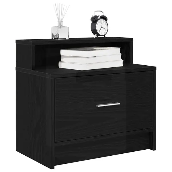Gossi noptiera cu sertar stejar negru 51x31x47 cm