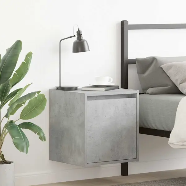Gossi noptiera de perete gri beton 38x34x40 cm