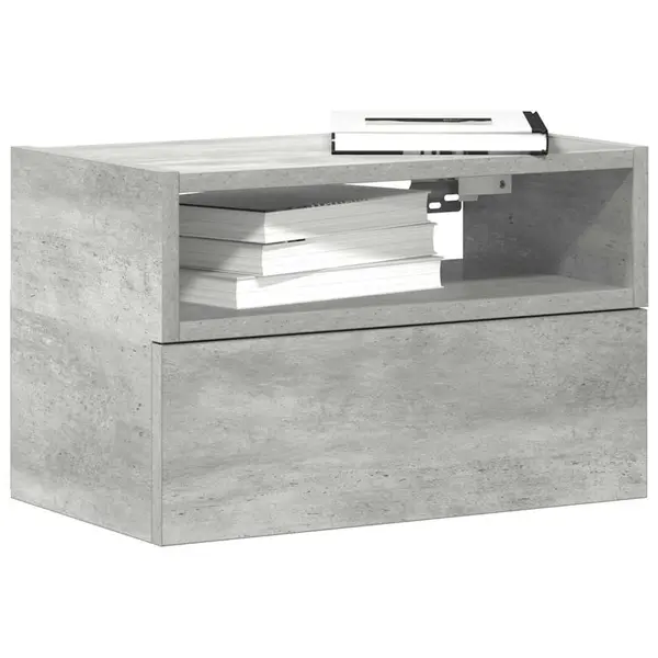 Gossi noptiera de perete, gri beton, 45x26x28,5 cm