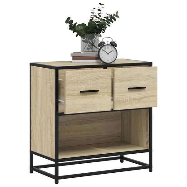 Gossi noptiera din stejar sonoma 60x31x60 cm lemn prelucrat si metal