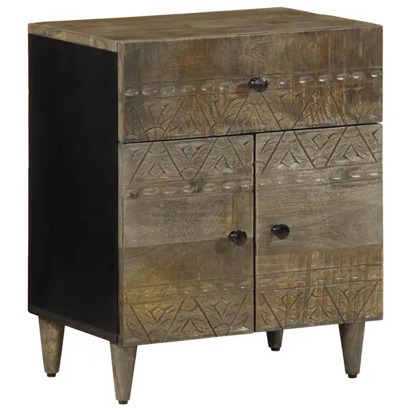 Gossi noptiera gri deschis 50x33x60 cm lemn masiv de mango