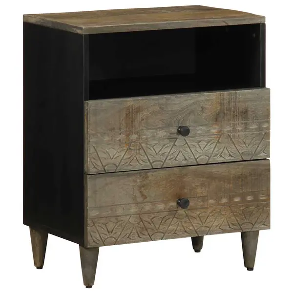 Gossi noptiera gri deschis 50x33x60 cm lemn masiv de mango