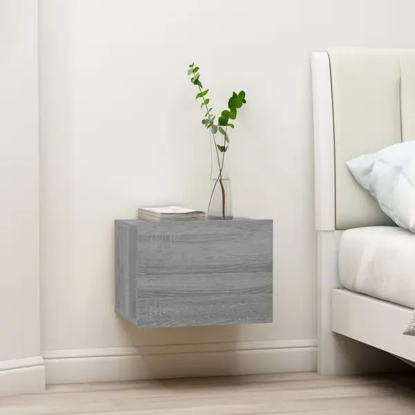 Gossi noptiera, gri sonoma, 40x30x30 cm, lemn prelucrat
