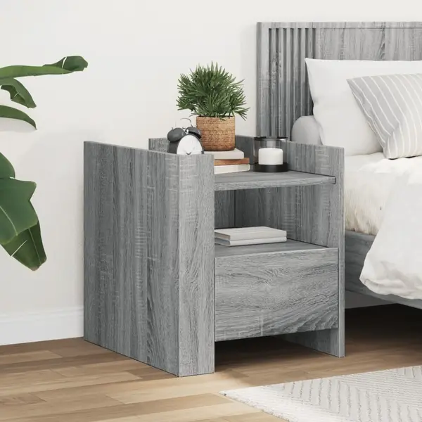 Gossi noptiera, gri sonoma, 45x50x50 cm, lemn prelucrat