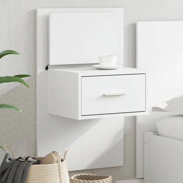Gossi noptiera montata pe perete cu lumini led, alb