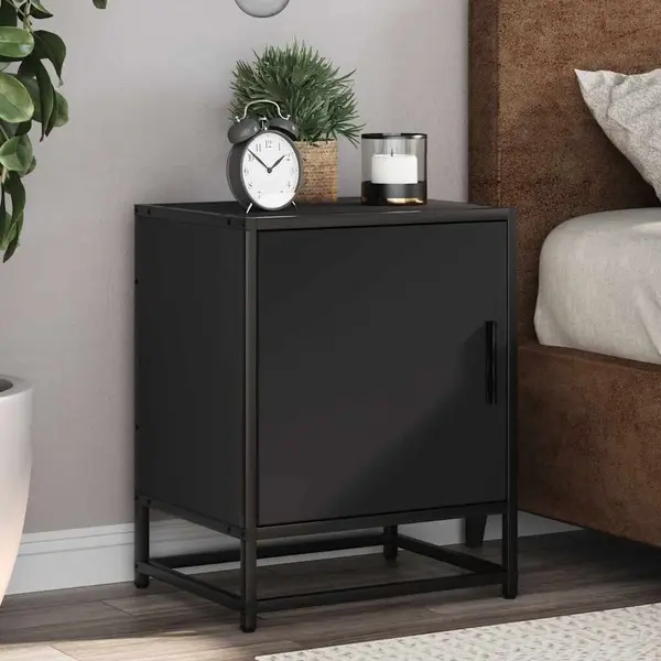 Gossi noptiera neagra 40x31x50 cm lemn prelucrat si metal