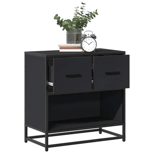 Gossi noptiera neagra 60x31x60 cm lemn prelucrat si metal