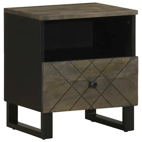 Gossi noptiera, negru, 40x33x46 cm, lemn masiv de mango
