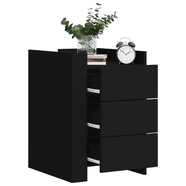 Gossi noptiera, negru, 45x50x65 cm, lemn prelucrat