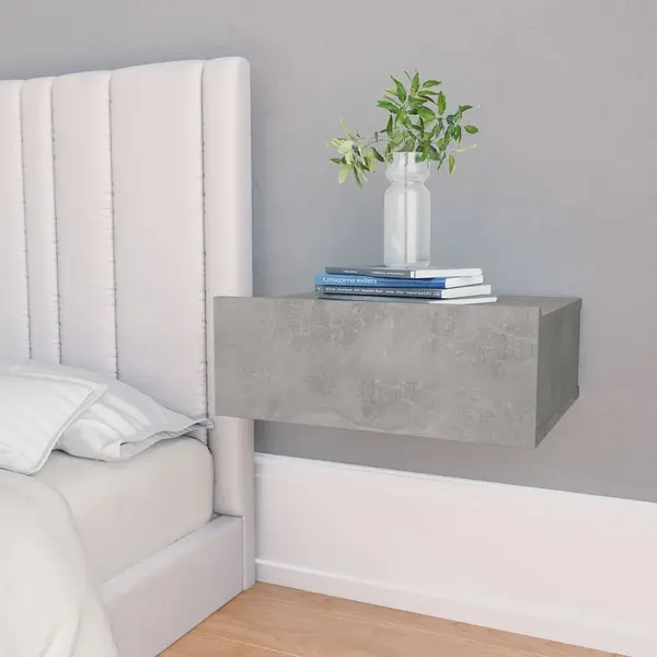 Gossi noptiera suspendata, gri beton, 40x30x15 cm, pal
