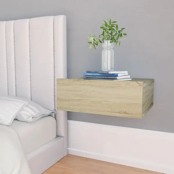 Gossi noptiera suspendata, stejar sonoma, 40x30x15 cm, lemn prelucrat