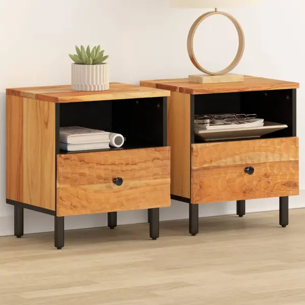 Gossi noptiere, 2 buc., 40x33x46 cm, lemn masiv de acacia