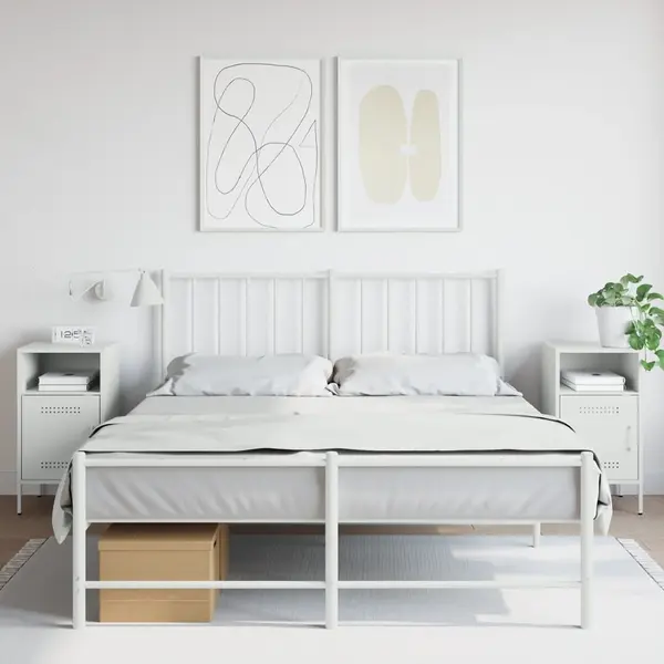 Gossi noptiere, 2 buc., alb, 36x39x68 cm, otel