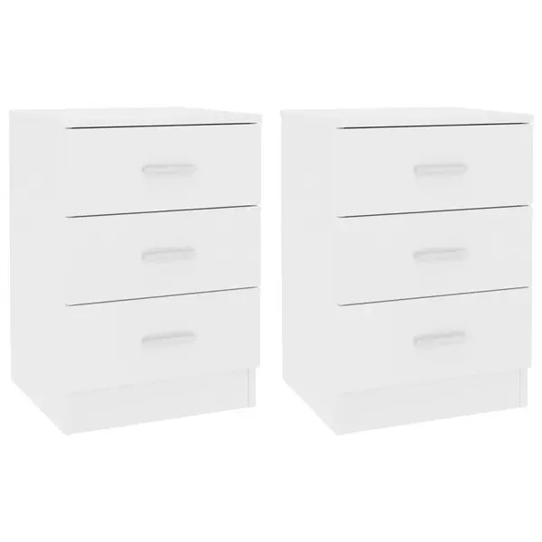 Gossi noptiere, 2 buc., alb, 38x35x56 cm, lemn prelucrat