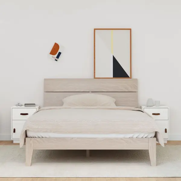 Gossi noptiere, 2 buc., alb, 40x34x55 cm, lemn masiv de pin