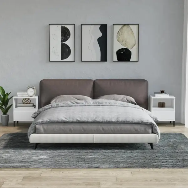 Gossi noptiere, 2 buc., alb, 40x35x50 cm