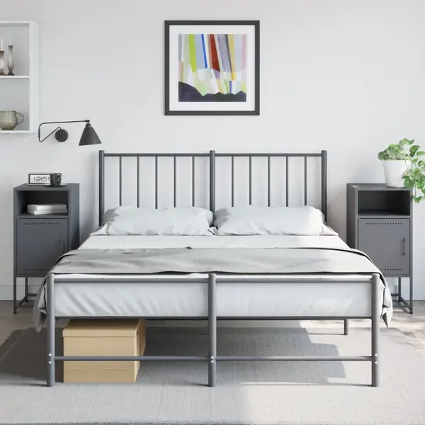 Gossi noptiere, 2 buc., antracit, 36x39x78 cm, otel